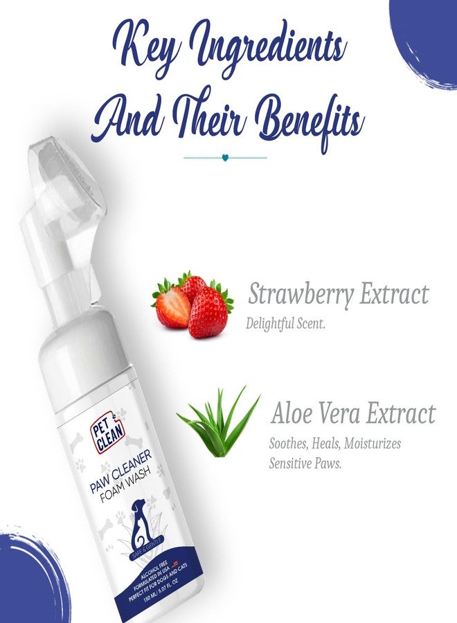 تنظيف الحيوانات الأليفة منظف مخالب الحيوانات الأليفة للقطط والكلاب والجراء مع رغوة تنظيف أقدام الحيوانات الأليفة وفرشاة سيليكون لسهولة التنظيف (150 مل، فراولة) - Image 3